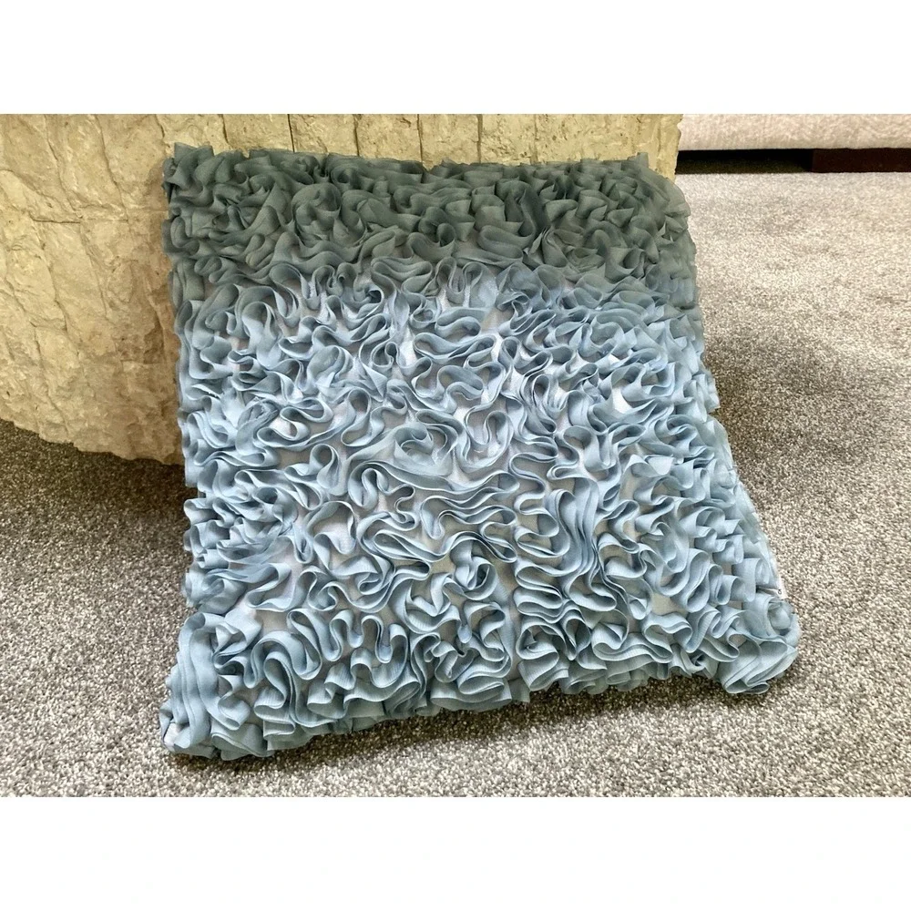 Lot‎ Of 2 Aqua Blue GLAM Rosette Cushion Pillows 16x16 THRO by Marlo Loren